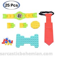 Byson Creative DIY Building Bricks Blocks Toys Set Kids Party Favors 25pcs Set,Novelty Kids Birthday Gifts with Electronic Watch,Bow Tie and Tie,Small Particle Stitching Bricks Intellectual B07P1JRZG1